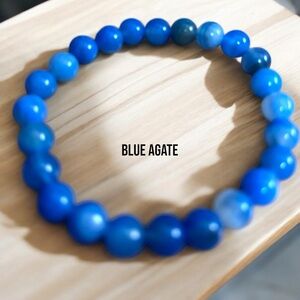 0228B Elegant Blue Agate Beaded Bracelet